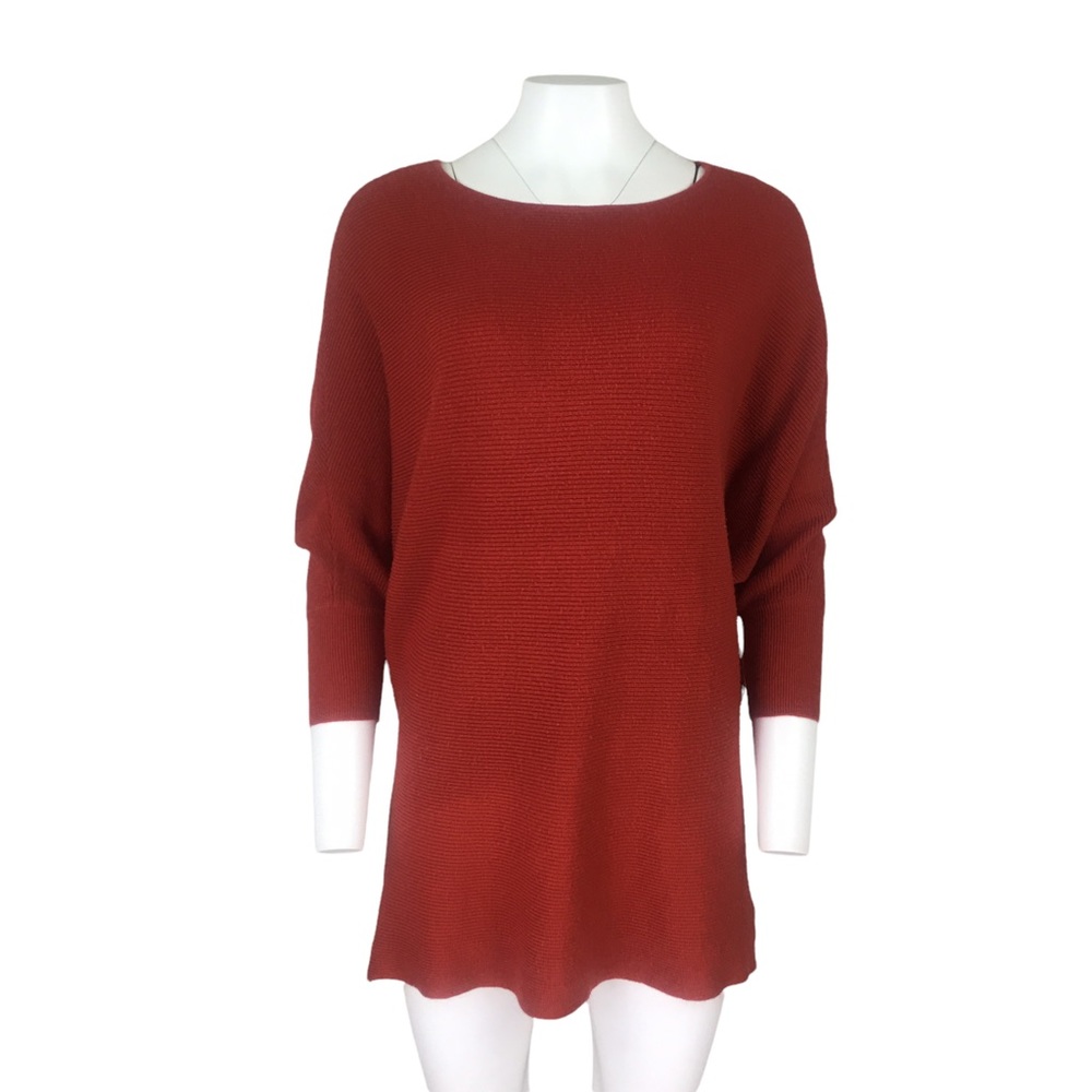 Ellen Tracy Womens Size Large Red Orange Dolman Sleeve  Sweater